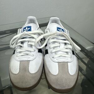 adidas Kids White Navy Suede-Trim Sneakers